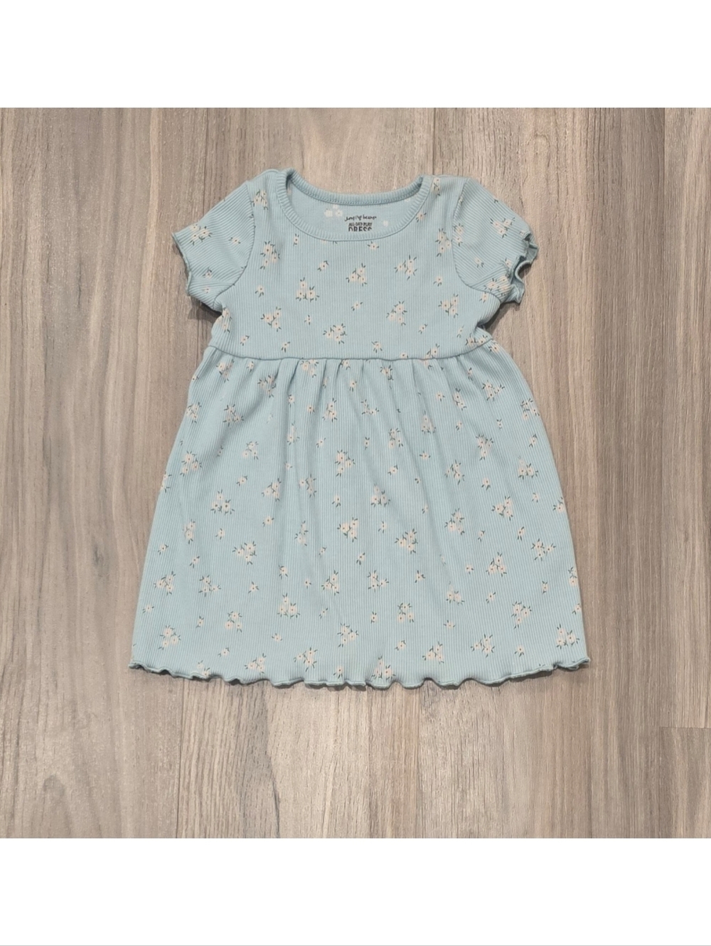Jumping Beans Baby Girls Ribbed Floral Dress Sage Green Size 18 Months